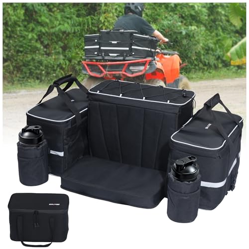 Ehaho ATV Rear Seat Storage Bags with Cooler Bag, 83L Large ATV Rear Rack Bag, [Waterproof & Durability] 4 Wheeler Cargo Rear Seat Bags Compatible with Polaris Sportman Fourtrax Can Am Kawasaki Yamaha