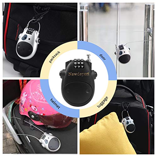 2′5″Retractable Refrigerator Lock High-Security 3-Digit Combination Lock for Bike, Ski, gate and French Door & Stroller - Compact Portable Travel Lock for Helmet, Luggage & Scooter - Resettable