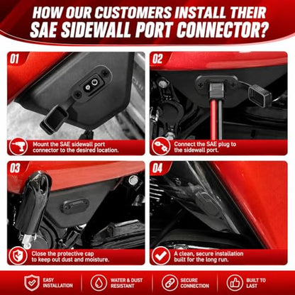 SAE to O Ring Connector 2FT 10AWG, SAE Battery Quick Connect Plug Waterproof Extension Cable for Solar Panel, Street & Road Glide Motorcycle Charging Port Upgrade, RV, Solar Generator Battery Charger - size: 2FT