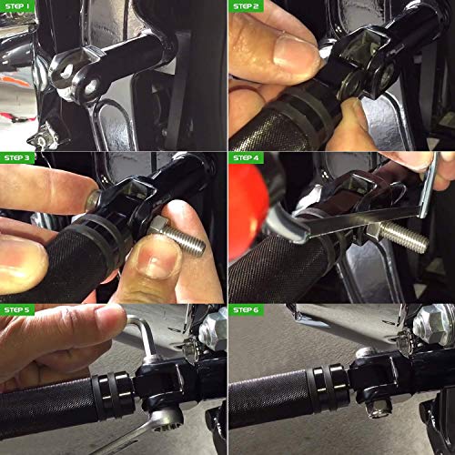 NTHREEAUTO Male Footpegs, Black CNC Billet Passenger Foot Pegs, Motorcycle Footrests Pedals Compatible with Harley Dyna, Sportster, Forty Eight - color: Black-1