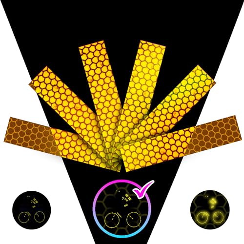 LOOM Reflective Stickers for Helmet | 6pcs Prism Yellow | Similar to 3M Reflective Tape | Bike Reflectors for Night Riding, Mailbox reflectors | Waterproof hi vis Decals for Car, Trailer - color: Prism-yellow