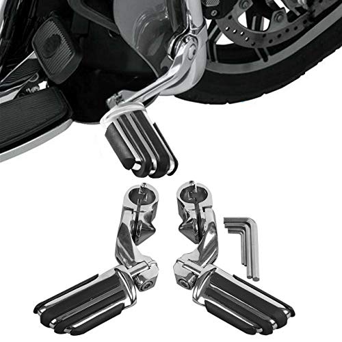 TCMT Highway Pegs Fit For Harley Softail Sportster Electra Road Glide Road King Street Glide with 1.25" Engine Guard 1 1/4 Highway Bar - color: Chrome, size: Style C Short Angled