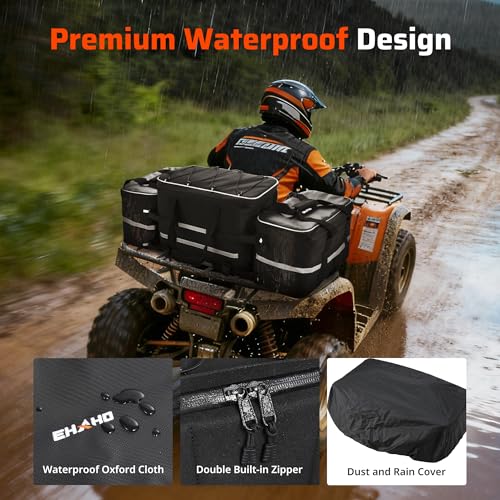 Ehaho ATV Rear Seat Storage Bags with Cooler Bag, 83L Large ATV Rear Rack Bag, [Waterproof & Durability] 4 Wheeler Cargo Rear Seat Bags Compatible with Polaris Sportman Fourtrax Can Am Kawasaki Yamaha