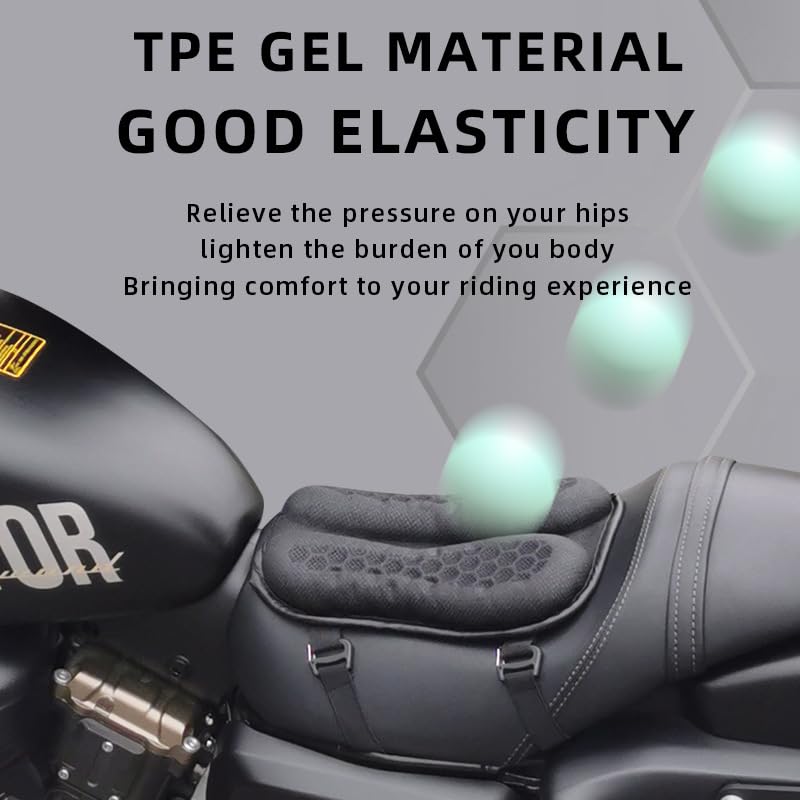 Motorcycle Seat Cushion for Indian Scout Sixty 2016-2026,Gel Seat Cover Breathable Honeycomb Design for Long Rides Comfortable Padding Unique Look