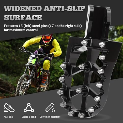 XINGWU Dirt Bike Foot Pegs for Surron Light Bee X/S E-Ride Pro SS/SR/S Talaria Sting MX3/R MX4 Segway X160/X260 CRF150F 230F 250F Electric Dirt Bike Foot Peg Rests (Black) - color: Black