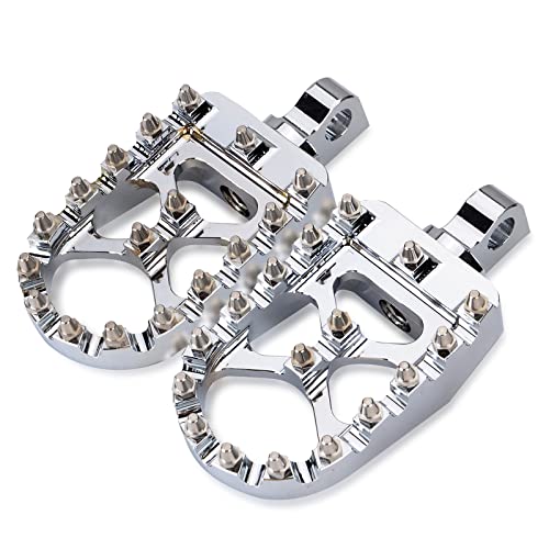 Goldfire Offroad Wide Motorcycle Fat Foot Pegs Pedals, 360° Roating Foot Pedals Footpegs Rests Suit for Harley Dyna Sportster Bobber (Chrome) - color: Chrome