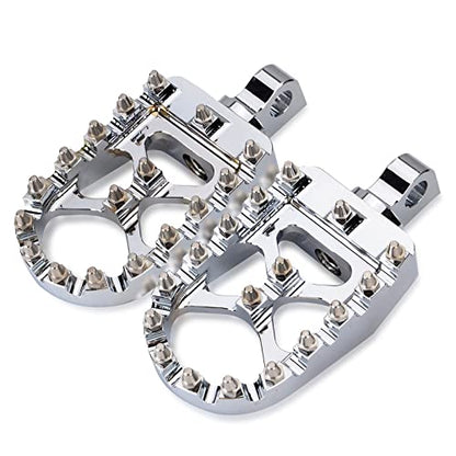 Goldfire Offroad Wide Motorcycle Fat Foot Pegs Pedals, 360° Roating Foot Pedals Footpegs Rests Suit for Harley Dyna Sportster Bobber (Chrome) - color: Chrome