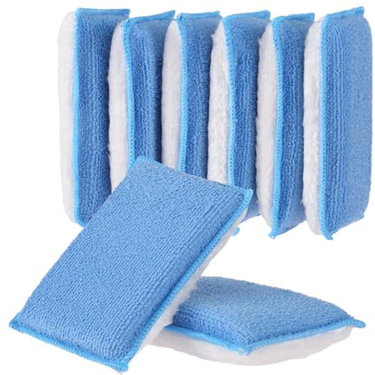 Mudder 8 Pcs Car Interior Scrubbing Sponge 5'' x 3'' Fiber Car Wax Applicator pad Household Cleaning Sponges for Leather Seat Couch Cleaning (Blue White) - color: Blue White