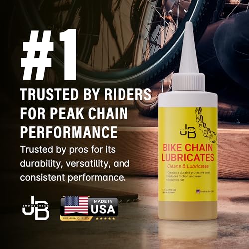 JB Industries Bike Chain Dry Lubricant, 4 oz – Long‑Lasting Bicycle Chain Lube for Dry & Dusty Conditions – Reduces Friction & Noise – Quick‑Drying Formula with Precision Drip Applicator