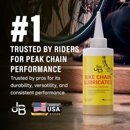 JB Industries Bike Chain Dry Lubricant, 4 oz – Long‑Lasting Bicycle Chain Lube for Dry & Dusty Conditions – Reduces Friction & Noise – Quick‑Drying Formula with Precision Drip Applicator