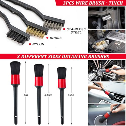 16Pcs Car Wash Cleaning Kit with Foam Gun Sprayer Detailing Brushes Windshield Cleaning Tool Rim and Tire Brush Towels Complete Interior Exterior Detailing Set for Car - size: 16Pcs