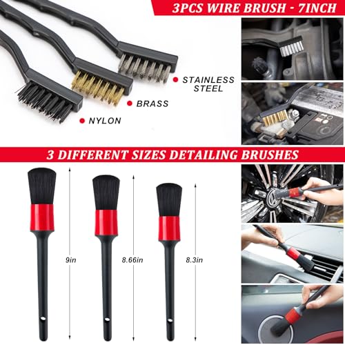 26Pcs Car Wash Cleaning Kit with Foam Gun Sprayer Detailing Brushes Window Water Scraper Tire Brush Towels Complete Interior Exterior Detailing Set for Car - size: 26Pcs