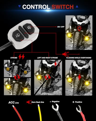 BraveWAY [Storbe] Motorcycle LED Fog Lights, 3 inch Yellow Auxiliary Light kit, ATV UTV Amber Driving Light Pods 3000K 2PCS(+DT Wiring Harness) - size: 3 inch Yellow for MC