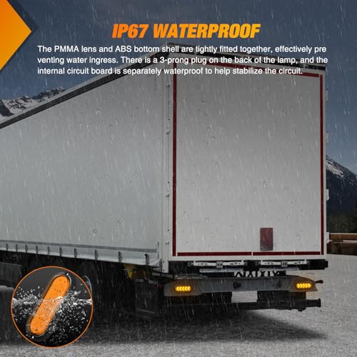 Nilight 6Inch Oval Tail Light 2PCS 35LED Arrow Amber Running Turn Signals Lights Surface Mount Waterproof for 12V Caravan Truck RV Camper Trailer Bus - color: Amber Arrow Lights 2Pcs