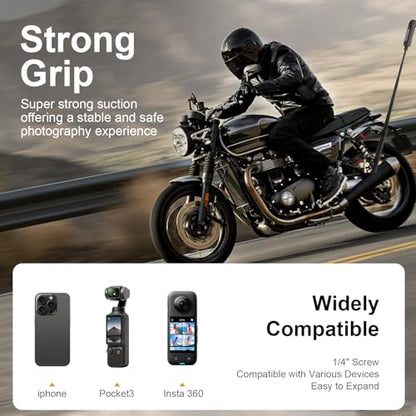 Motorcycle Handlebar Mount Kit with 47.28" Invisible Selfie Stick & Heavy Duty Double Clamps | POV Riding Mount for Insta360 X4 X3 X2 GO3/2, Action Cameras, Bike Mount System