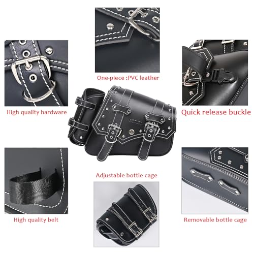 Motorcycle Saddle Bags Side Bags - Saddlebags Softail Pvc Leather,Waterproof,Swing Bag Side, Side Tool Bag, Universal, Storage Tool Bag for Motorbike,with cup holder (Right side) - style: Right