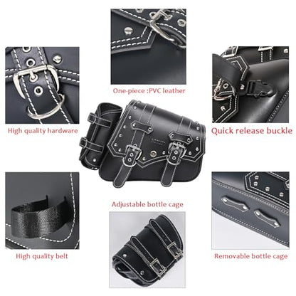 Motorcycle Saddle Bags Side Bags - Saddlebags Softail Pvc Leather,Waterproof,Swing Bag Side, Side Tool Bag, Universal, Storage Tool Bag for Motorbike,with cup holder (Right side) - style: Right