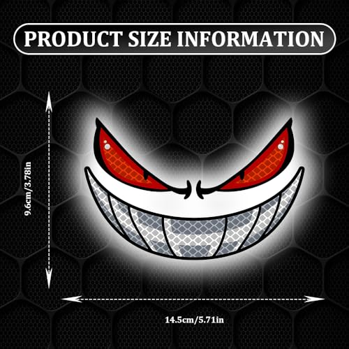 Car Reflective Devil Eyes Sticker Decal, Devil Smile Auto Safety Warning Sticker, Waterproof Self-Adhesive Evil Grin Eyes Sticker for Cars, Motorcycles, Trucks, Laptops, Windows (Style 2) - color: Style 2