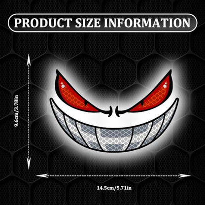 Car Reflective Devil Eyes Sticker Decal, Devil Smile Auto Safety Warning Sticker, Waterproof Self-Adhesive Evil Grin Eyes Sticker for Cars, Motorcycles, Trucks, Laptops, Windows (Style 2) - color: Style 2