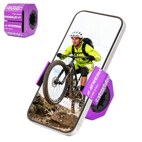 Bike Handlebar Mounts for 4.5-7.4 Phones (Purple) | 360 Degrees Rotate Aluminum Alloy Frame Half-Enclosure Design - color: Purple