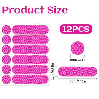 12PCS Pink Reflective Helmet Tape, Pink Reflective Motorcycle Helmet Decals Night Visibility Reflectiv Safety Decals Motorcycle Helmets Stickers for Motorcycles Scooters Bike Helmets