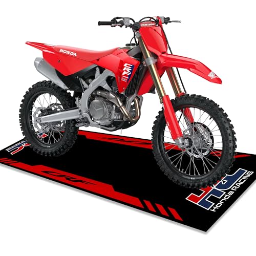 Motorcycle Mat for Garage 79x31 Inches Pit Garage Floor Mat Oil Absorbent Pad PVC Rubber Backing Layer Protects Floor from Spills, Drips, Splashes and Stains Washable - Honda HRC - color: Style 4