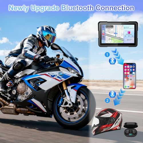 2026 YZW 7" GPS Navigation Screen Motorcycle Carplay for BMW, Native Wonder Wheel, Data Reading, Android Auto, 1000 Nits HD, IP67 Waterproof, BT, Plug&Play, TPMS, Light Sensor, Lossless Installation - size: BM 7"+Wonder Wheel+Lossless Installation