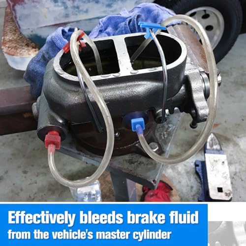 Enhon Master Cylinder Bleeder Kit Replacement for 13911, 22 In Clear Hose, Clip, SAE and Metric Fittings Universal Fit, Complete Brake Bleeder Kit with PTFE Tape