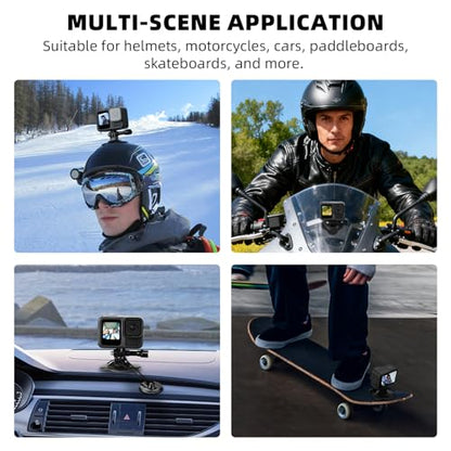 BRDRC Flexible Adhesive Mount for Insta360, 3 Packs Helmet Sticky Mount Kit with Safety Buckle for GoPro, Insta 360 X5 X4 GO 3S Ace Pro 2, for DJI Action 5 Pro 4 3 Accessories