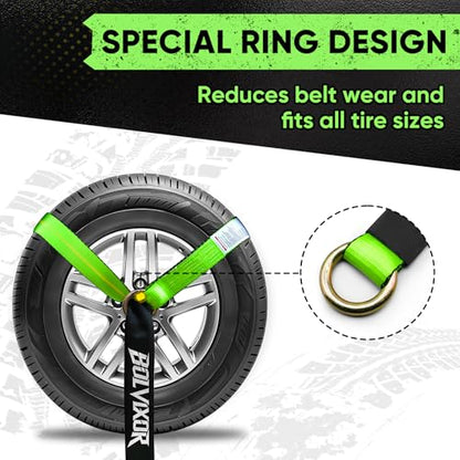 4 Pack Car Tie Down Straps for Trailers - 2" x 96" - 9900LBS Break Strength - Tire Ratchet Straps with Heavy Duty Chain Anchors for Hauling UTV, SUV, Truck, Any Cars - color: Green