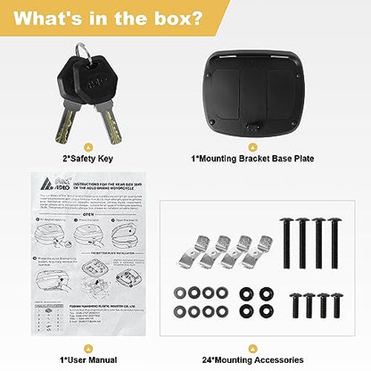 Universal Motorcycle Rear Top Box Tail Trunk Luggage Case,49 Litre Hard Case with Mounting Hardware, Black - size: 49L without LED