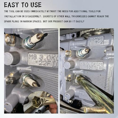 16-18mm Spark Plug Socket, 5/8 Inch Double-Ended Tubular Wrench, Steel Ignition Spark Plug Spanner Wrench Socket Tool, Universal Remover Installer Tool for Motorcycles, Small Motor Vehicles