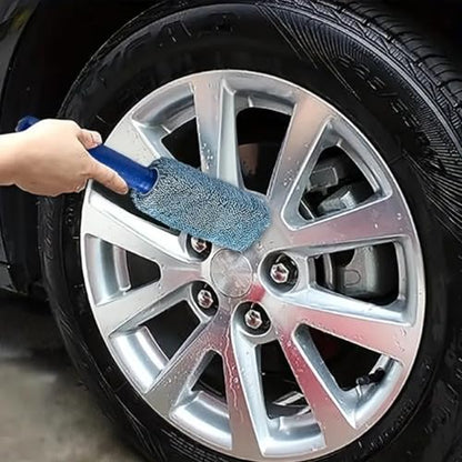 Car Wheel Cleaning Brush, Handle Motorcycle Washing Cleaning Tools, Soft Reusable Clean Tool for Cars Wash Shop (Blue)