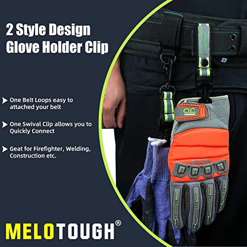 MELOTOUGH Firefighter Glove Strap | Work Glove Holder Clip with Glove Leash Swivel Snap Hook,Alligator Clip - color: Hi-vis Lime