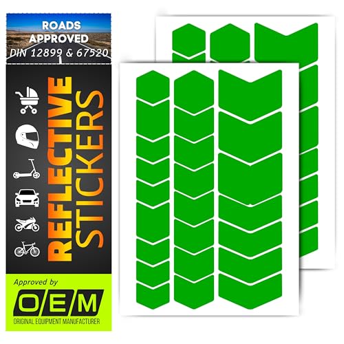 DIN 67520 & ECE 104 Reflector Sticker Made with Ora FOL 5600 self-Adhesive, Waterproof, UV-Resistant, car Trailer, Motorcycle, Bicycle, Helmet, Children's Chevron (Green) - color: green