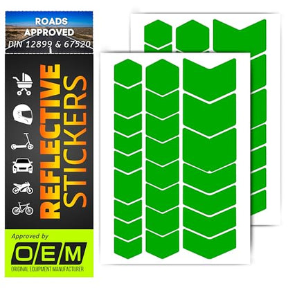 DIN 67520 & ECE 104 Reflector Sticker Made with Ora FOL 5600 self-Adhesive, Waterproof, UV-Resistant, car Trailer, Motorcycle, Bicycle, Helmet, Children's Chevron (Green) - color: green