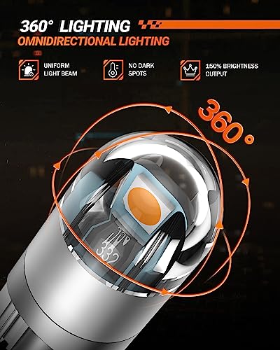 SEALIGHT 194 LED Bulb 2700K Amber, 168 2825 T10 W5W 3030 Bright LED Chips, Dome Light, Map Light, Door Light, Courtesy Light, License Plate Light, Pack of 10 - color: Amber Yellow, size: 194/168/T10