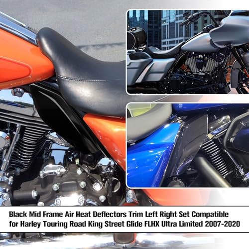 Vivid Black Mid-Frame Air Heat Deflectors Trim Set (Left and Right) 2009-2024 for Harley-Davidson Touring Models Street Glide Road Glide Electra Glide Road King Ultra Limited Tri Glide CVO