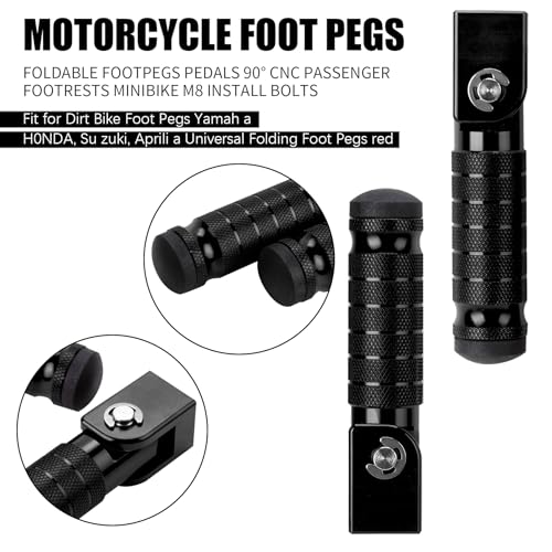 Universal 8mm Foot Pegs CNC Aluminum Install Bolts Motorcycle Rearsets Footrest Footpegs Compatible with YAMAHA Honda Suzuki Kawasaki Ducati Aprilia - size: Standard Black