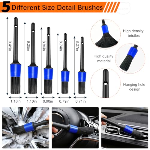 41Pcs Professional Car Detailing Kit, Car Wash Kit with Portable Handbag, Wet and Dry Use Car Cleaning Kit, Durable Drill Brush, Apply to Interior, Exterior, Wheels, Trucks, Motorcycles