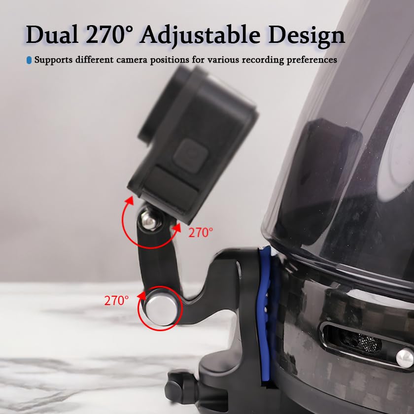 Motorcycle Helmet Chin Mount for Biltwell Lane Splitter Gen 2 2023–2026, Clip-On Camera Holder with Textured Silicone Pads, Multi-Angle Adjustment for Ride Recording