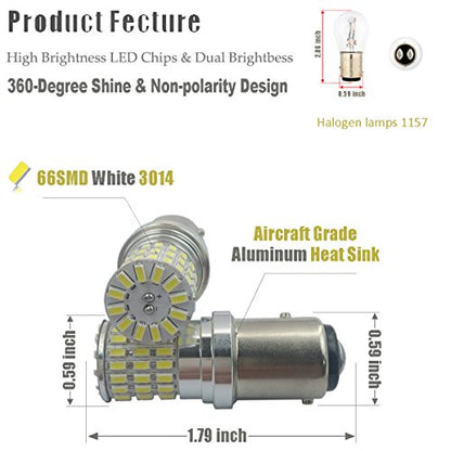 iBrightstar 9-30V Extremely Bright 1157 2057 2357 7528 BAY15D LED Bulbs Replacement for Back Up Reverse Lights or Tail Brake Lights, Xenon White - color: Xenon White, style: 1157