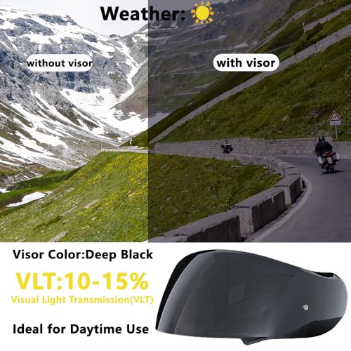 Neotec 2 Helmet Visor Replacement for,CNS-3 UV Protection Helmet Face Shield Compatible with SHOEI Neotec 2(Deep Black) - color: Deep Black- Day Use