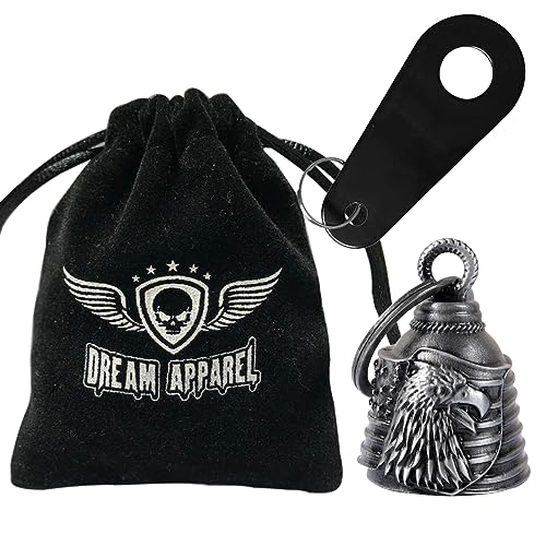Dream Apparel Motorcycle Bell Guardian Angel Drive Away Gremlin, Biker Bell for Men Women Rider Riding, Good Luck Gift - color: Us Flag & Eagle