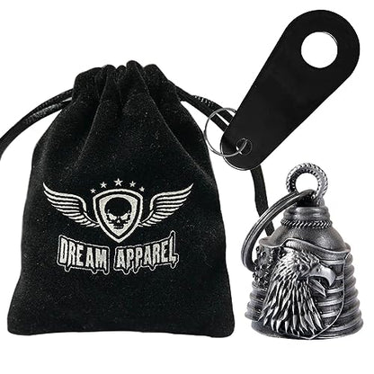 Dream Apparel Motorcycle Bell Guardian Angel Drive Away Gremlin, Biker Bell for Men Women Rider Riding, Good Luck Gift - color: Us Flag & Eagle