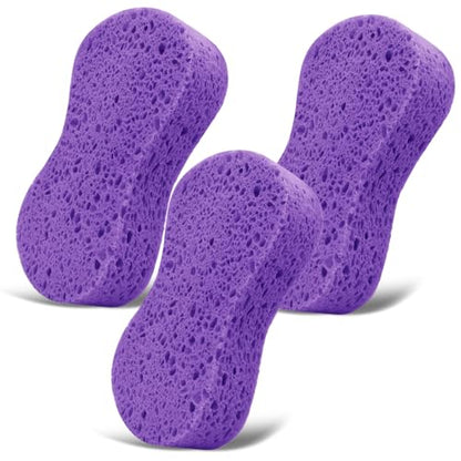 3PCS Car Wash Sponge, Heavy Duty Car Sponges for Washing, Car Accessories Large Sponges for Cleaning, Automotive Cleaning Supplies, Eco Friendly Sponge (7.68 x 3.74 x 1.38 Inch), Purple - color: Purple