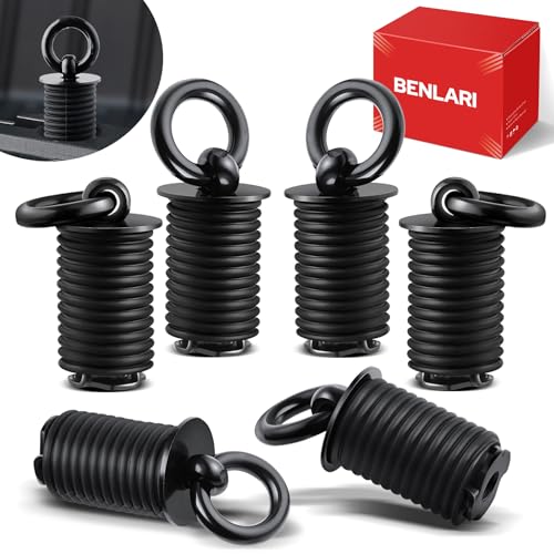 Benlari Tie Down Anchors 1 Inch ATV Flexible Loop Lock and Ride Iron Ruber Fit for Polaris RZR Sportsman Ace 2013-2025 Black