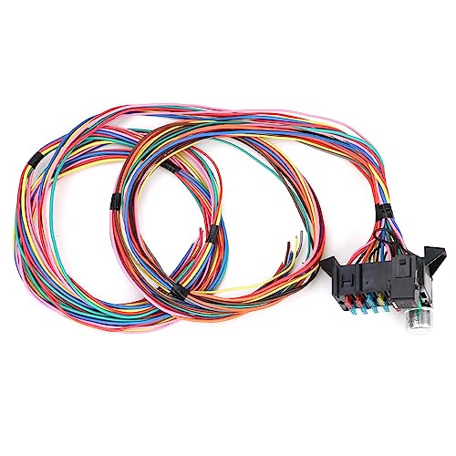 14 Circuit Wiring Harness Universal for Street Muscle Car Hot Rod Rat XL Copper Wire Harness 12V Fuse Wiring Harness Kit Compatible with Chevy Ford Chrysler Mopar Muscle Car
