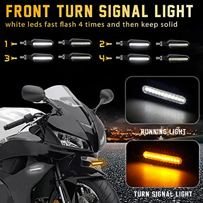 4Pcs Motorcycle Turn Signals Sequential LED Blinkers Front Rear Indicators Universal 12V Compatible with Harley Honda Kawasaki Suzuki Yamaha Scooter Quad Off Road Cruiser - color: amber/white + amber/red