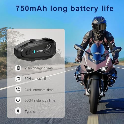 Q4 Motorcycle Bluetooth Headset, Helmet Comm System for 4 Riders, 1500m Intercom Range, Bluetooth 5.1 Dual Qualcomm Chip, Music Sharing, FM, DSP Noise Cancellation, IP65 Waterproof